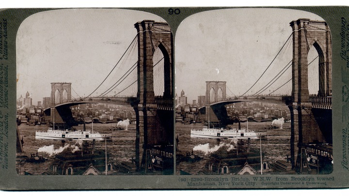 Stereograph of the Brooklyn Bridge
