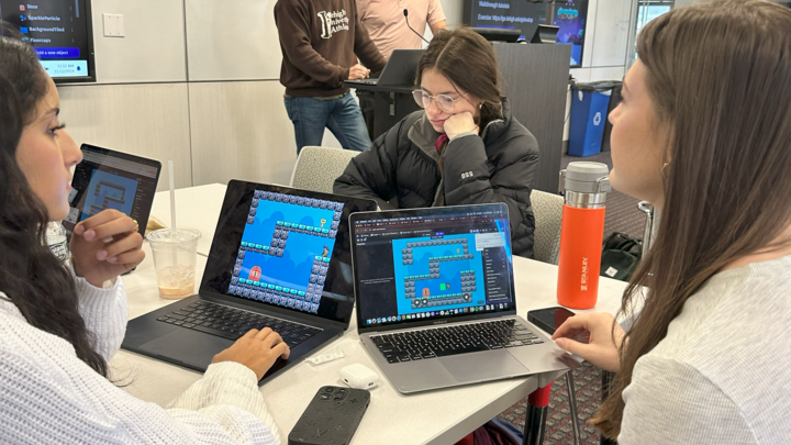 Students testing out video game creation tools