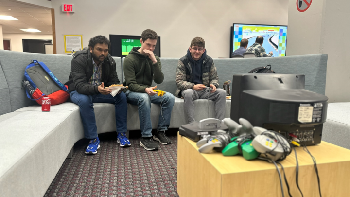 Students testing out retro games