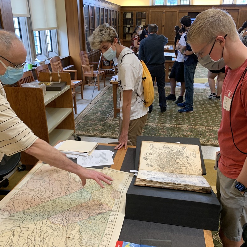 Brian Simboli showing students colonial map of Pennsylvania