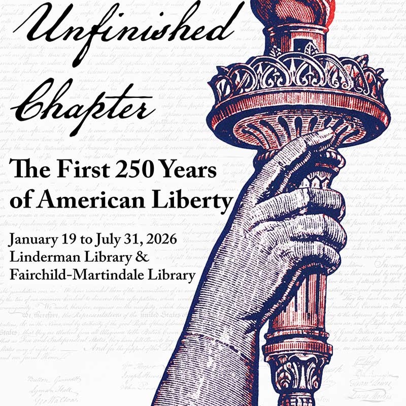 Exhibit logo for "Unfinished Chapter: The First 250 Years of American Liberty"