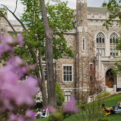 Linderman Library in spring