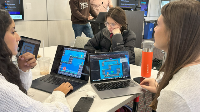 Students testing out video game creation tools