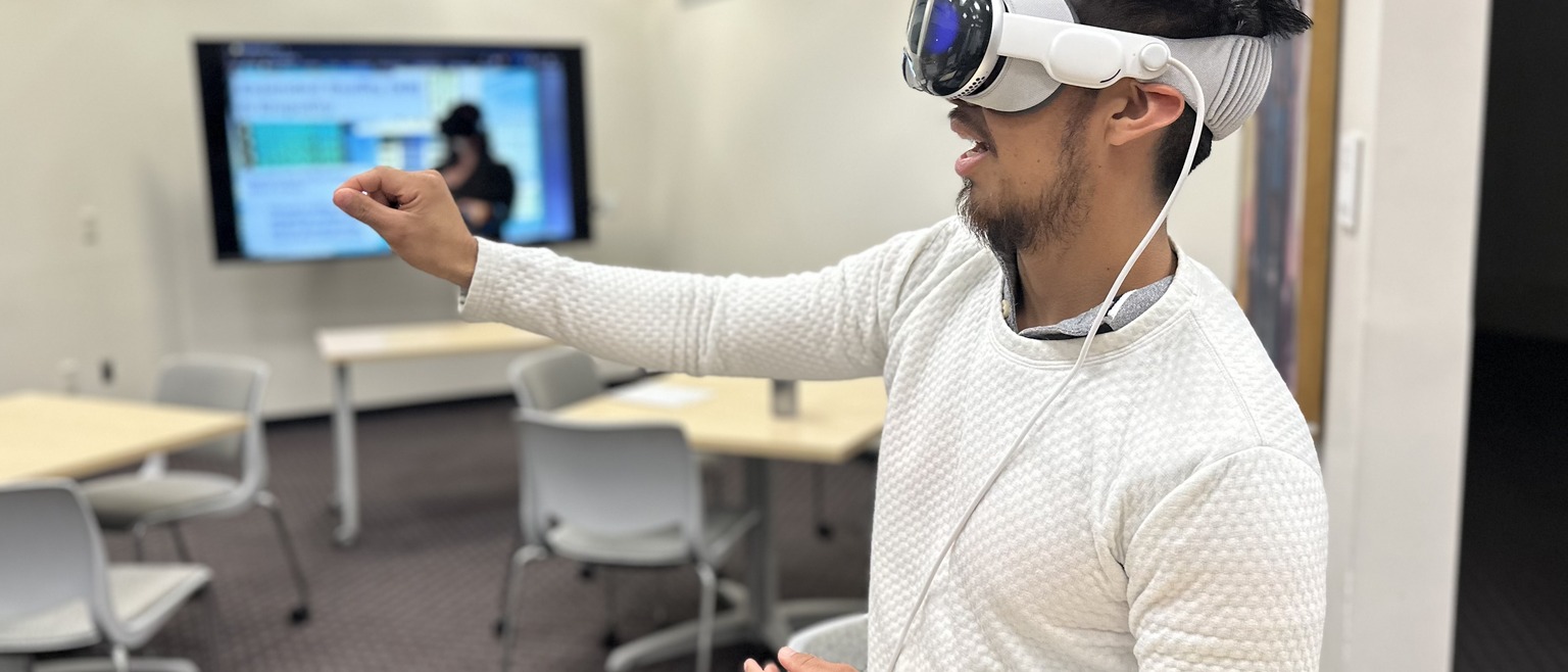 Student using the Apple Vision Pro